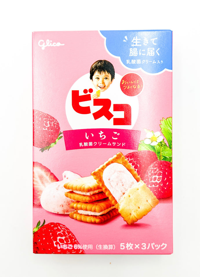 JP GLICO Bisuko Strawberry Cookies